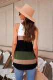 Green Color Block Knitted Tank Top
