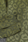 Green Turn-down Collar Embossed Button Shirt