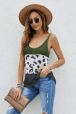 Green Colorblock Spotted Splicing Knit Tank