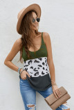 Green Colorblock Spotted Splicing Knit Tank