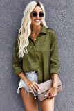 Green Turn-down Collar Embossed Button Shirt