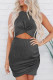 Black Crew Neck Sleeveless Twist Hollow-out Bodycon Mini Dress