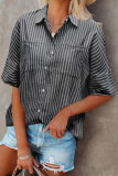 Black Short Sleeve Striped Shirt