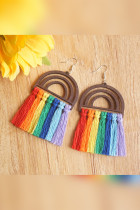 Rainbow Tassel Wooden Earrings 3pcs Pack