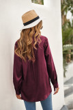 Wine Satin Button Shirt with Pocket