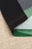 Green Contrast Plaid V Neck Long Sleeve Top