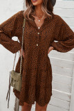 Leopard Print V-neck Long Sleeve Dress Women UNISHE Wholesale