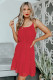 Red Swiss Dot Spaghetti Drawstring Mini Dress