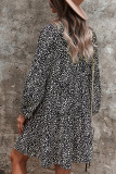 Leopard Print V-neck Long Sleeve Dress Women UNISHE Wholesale