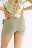 Army Green Drawstring Elastic Waist Casual Shorts with Pockets