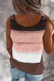 Brown Color Block Knitted Tank Top