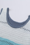 Sky Blue Color Block Knitted Tank Top
