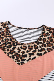 Pink Colorblock Leopard Stripes Patchwork Plus Size Tank