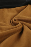 Brown Colorblock T-shirt with Slits