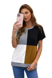 Brown Colorblock T-shirt with Slits