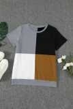 Brown Colorblock T-shirt with Slits