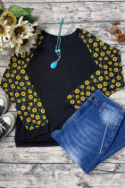 Black Sunflower Long Sleeve Top