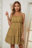 Yellow A-line Layered Ruffled Floral Dress