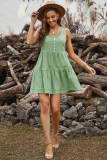 Green Tiered Ruffled Mini Dress