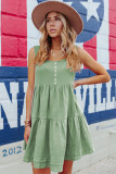 Green Tiered Ruffled Mini Dress