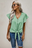 Green Forever Tonight Button Tie Top
