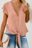 Apricot Forever Tonight Button Tie Top