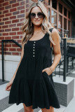 Black Tiered Ruffled Mini Dress