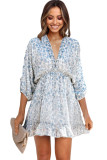Sky Blue Ruffle Tiered Babydoll Style Mini Dress