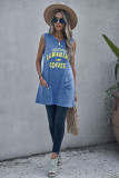 SUNSHINE AND COFFEE Letters Graphic Tank with Pockets