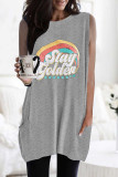 Stay golden Letters Graphic Tank with Pockets