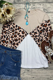 Apricot Leopard Splicing Long Sleeve Top