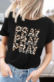 Leopard Pray Print Graphic Tees for Women UNISHE Wholesale Short Sleeve T shirts Top