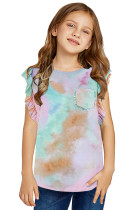 Multicolor Tie-dye Ruffled Little Girls' Tank