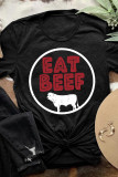 Eat Beef Print Graphic Tees for Women UNISHE Wholesale Short Sleeve T shirts Top
