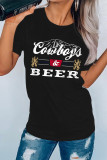 Cowboys Beer Print Graphic Tees for Women UNISHE Wholesale Short Sleeve T shirts Top