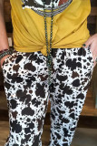 Cow Print Drawstring Pocketed Joggers Wholesale Boutique