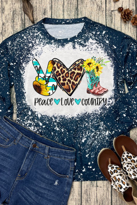 Peace & Love & Country Print Long Sleeve Top Women UNISHE Wholesale