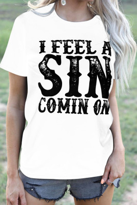 Sin Print Graphic Tees for Women UNISHE Wholesale Short Sleeve T shirts Top