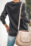 Black Wash Fleece Pullover Sweatshirt