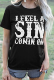 Sin Print Graphic Tees for Women UNISHE Wholesale Short Sleeve T shirts Top