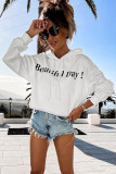 White Beautiful Day Letters Graphic Hoodie
