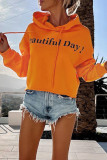 Orange Beautiful Day Letters Graphic Hoodie