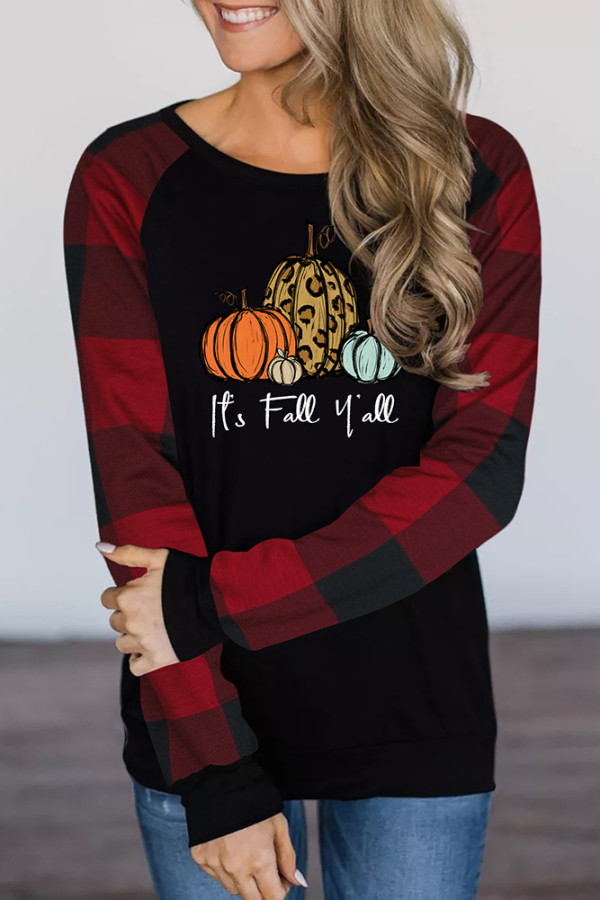 Fall Yall Print Long Sleeve Top Women UNISHE Wholesale
