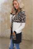 Leopard Block Cardigan with Pockets