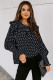 Black Smocked Ruffle Trim Blouse