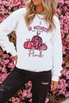 Pink Pumpkins Print Essencial O-neck Long Sleeve Sweatshirts Women UNISHE Wholesale