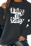 Take It Easy Print Essencial O-neck Long Sleeve Sweatshirts Women UNISHE Wholesale