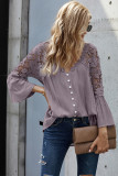 Purple Crochet Lace Button Top