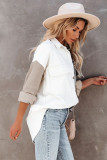 White Color Block Button Shirt with Pocket