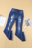 High Waist Hole Ripped Bell Jeans